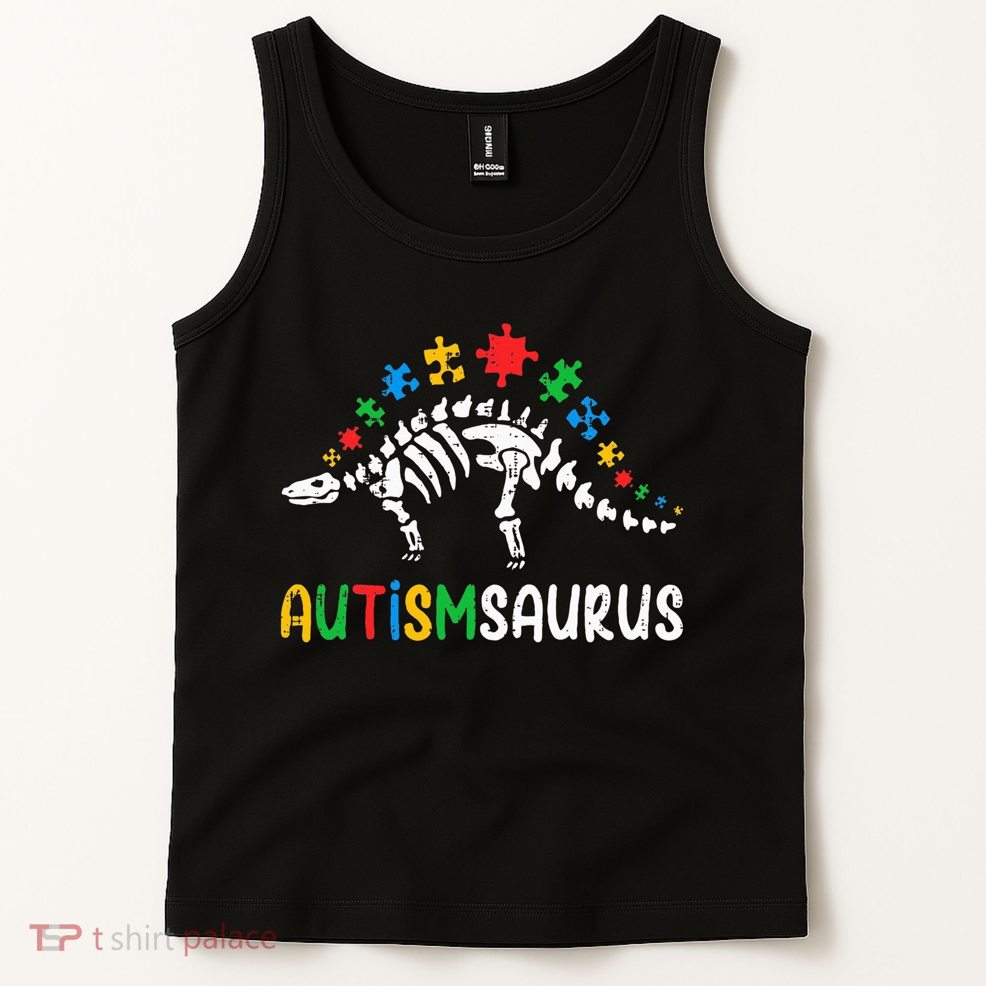 Autismsaurus Dinosaur Autism Awareness Tank Top