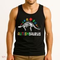 Autismsaurus Dinosaur Autism Awareness Tank Top thumb 3
