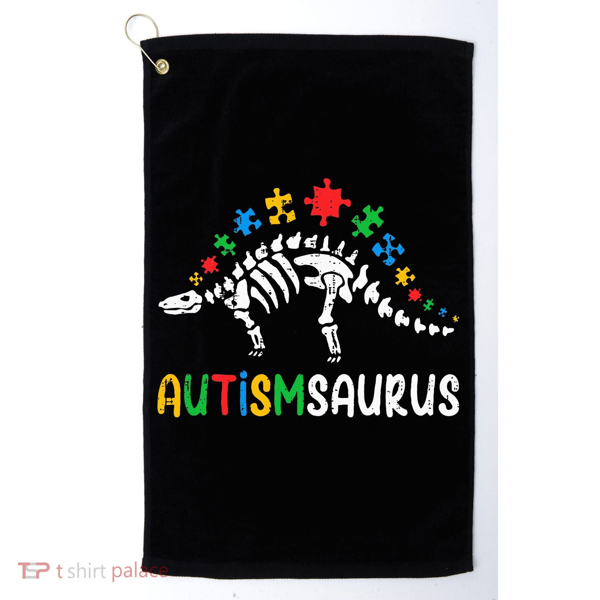 Autismsaurus Dinosaur Autism Awareness Golf Towel