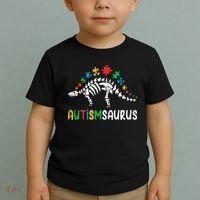 Autismsaurus Dinosaur Autism Awareness Toddler T-Shirt thumb 2