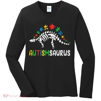 Autismsaurus Dinosaur Autism Awareness Women's Long Sleeve Shirt