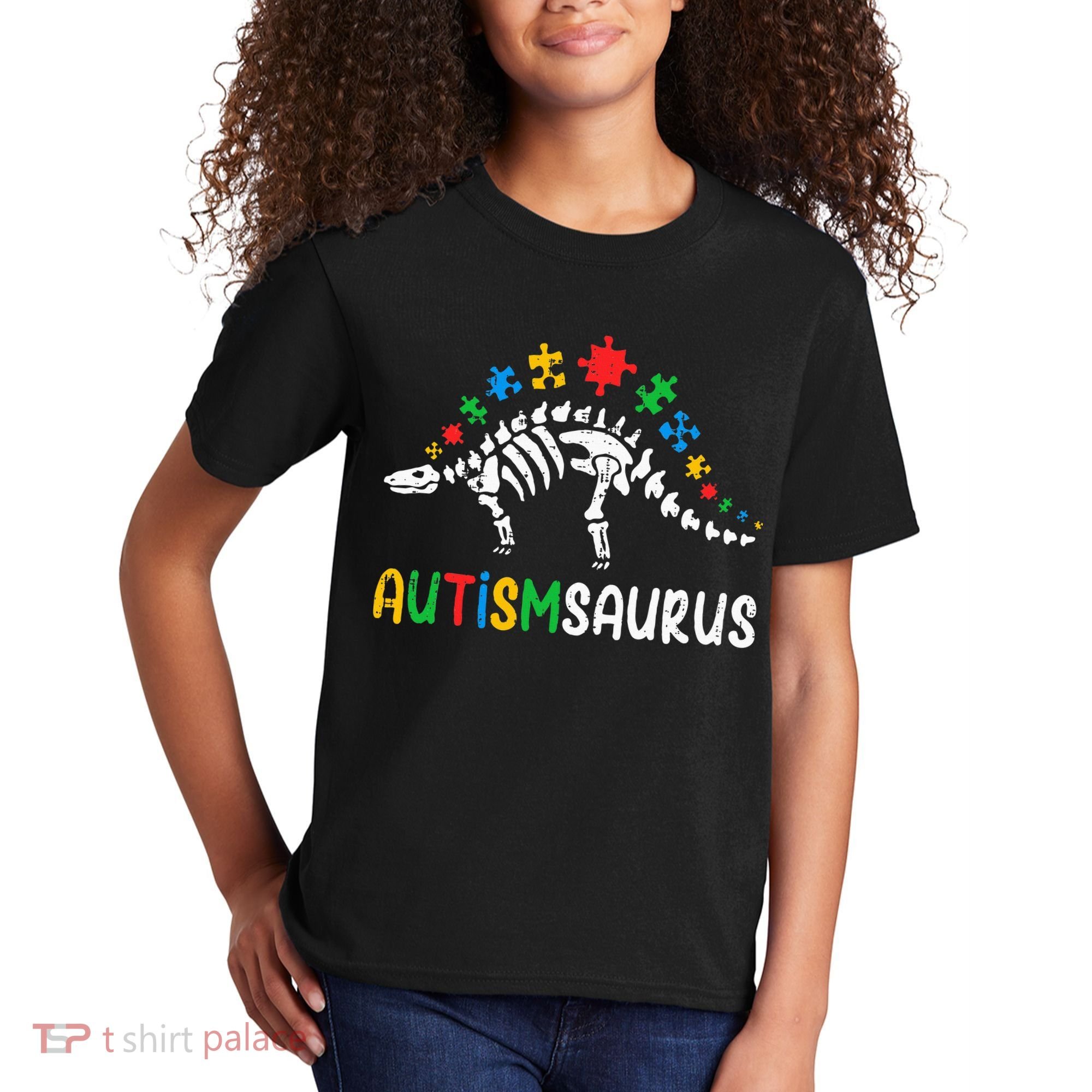 Autismsaurus Dinosaur Autism Awareness Kids T-Shirt