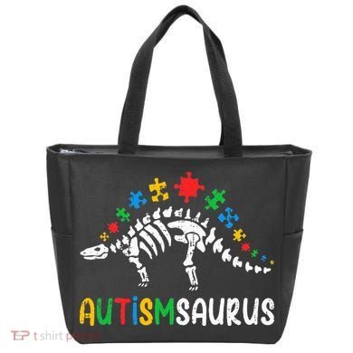 Autismsaurus Dinosaur Autism Awareness Tote Bag