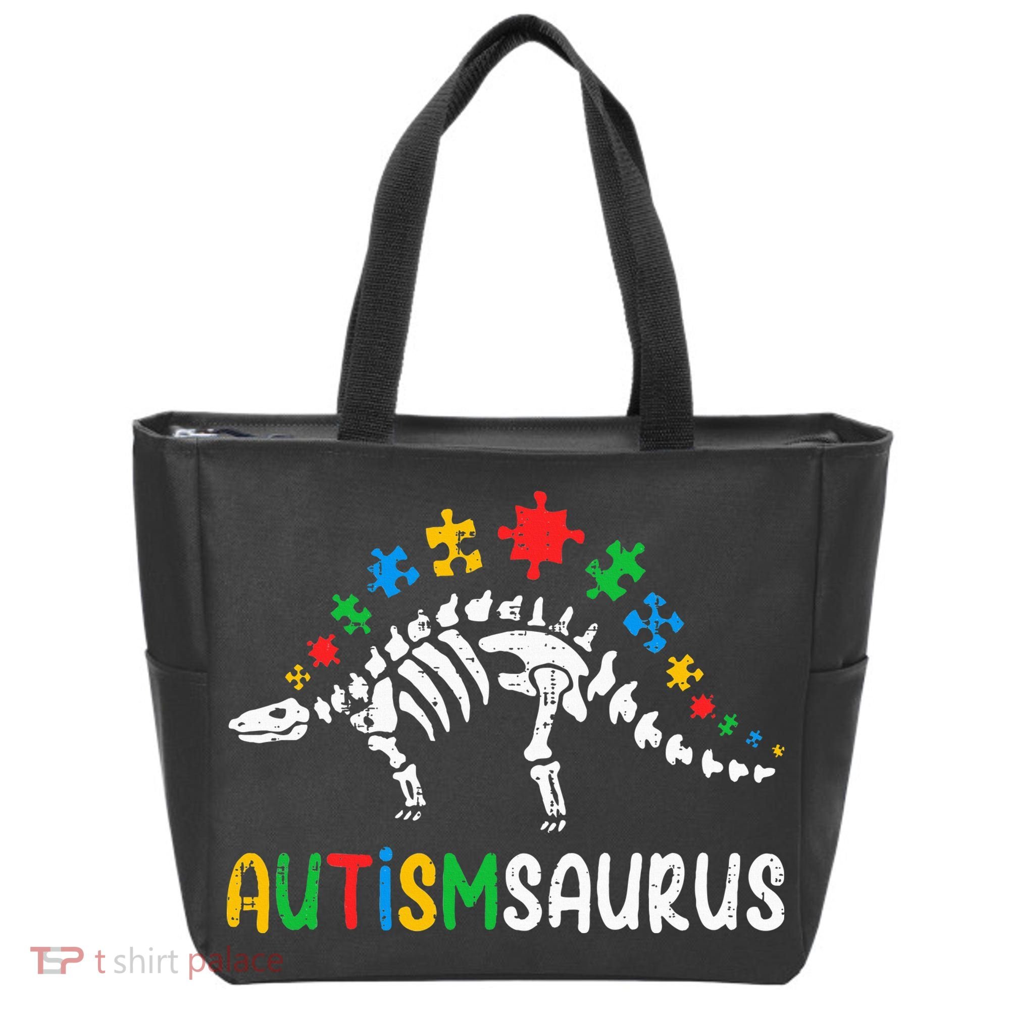 Autismsaurus Dinosaur Autism Awareness Tote Bag