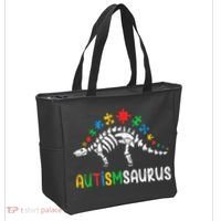 Autismsaurus Dinosaur Autism Awareness Tote Bag thumb 2