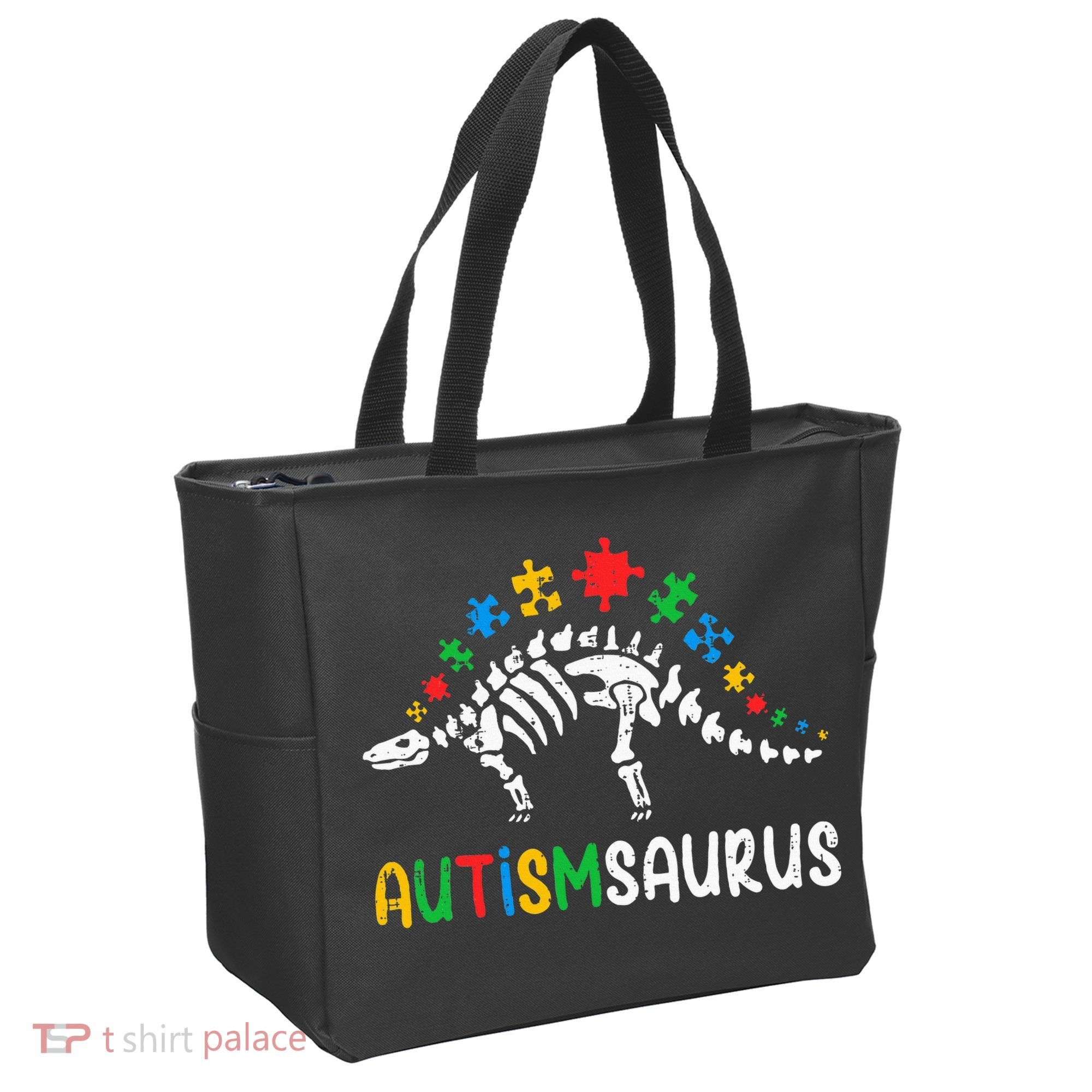Autismsaurus Dinosaur Autism Awareness Tote Bag