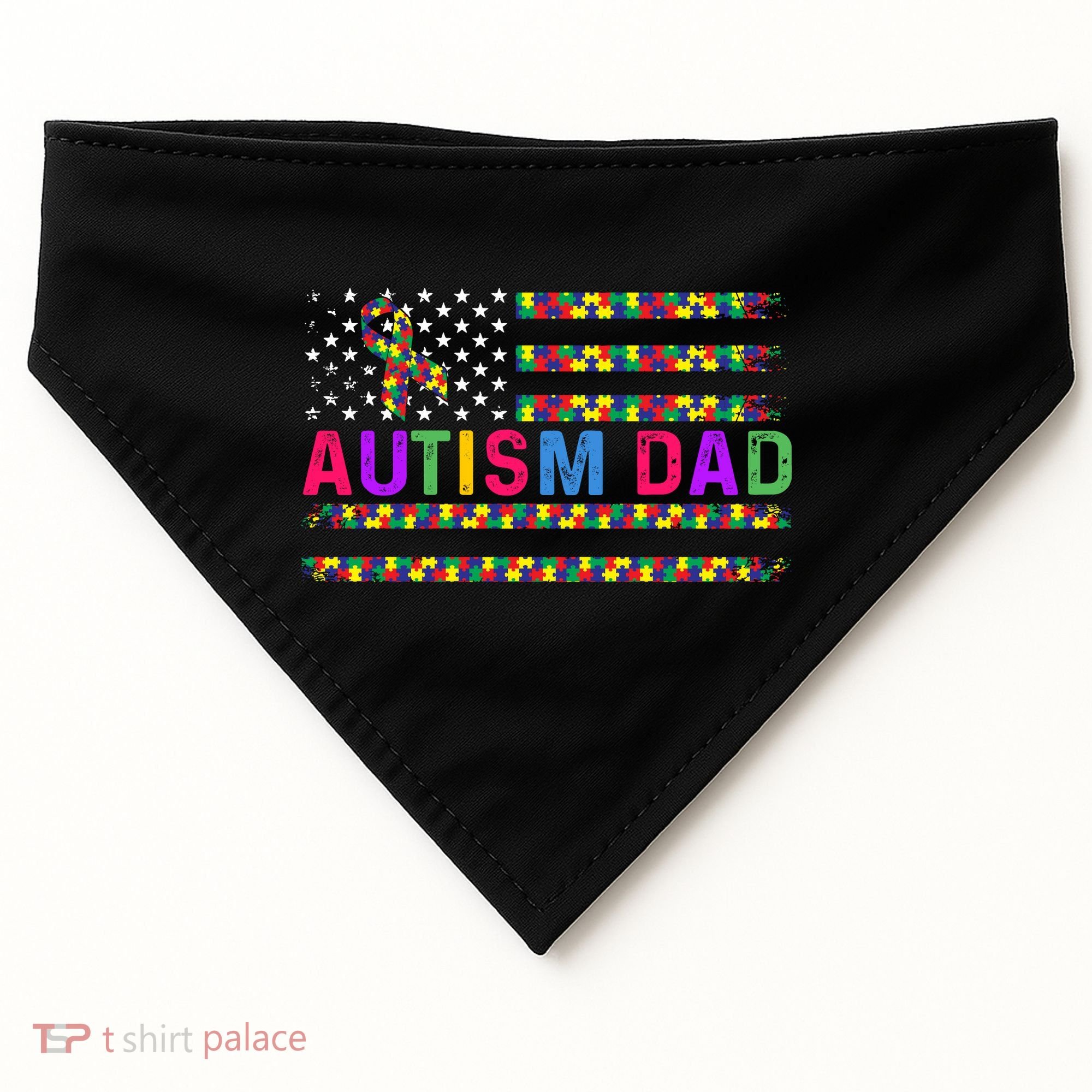 Autism Dad Autistic Child Father's Day Slogan USA-Made Doggie Bandana