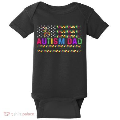 Autism Dad Autistic Child Father's Day Slogan Baby Bodysuit