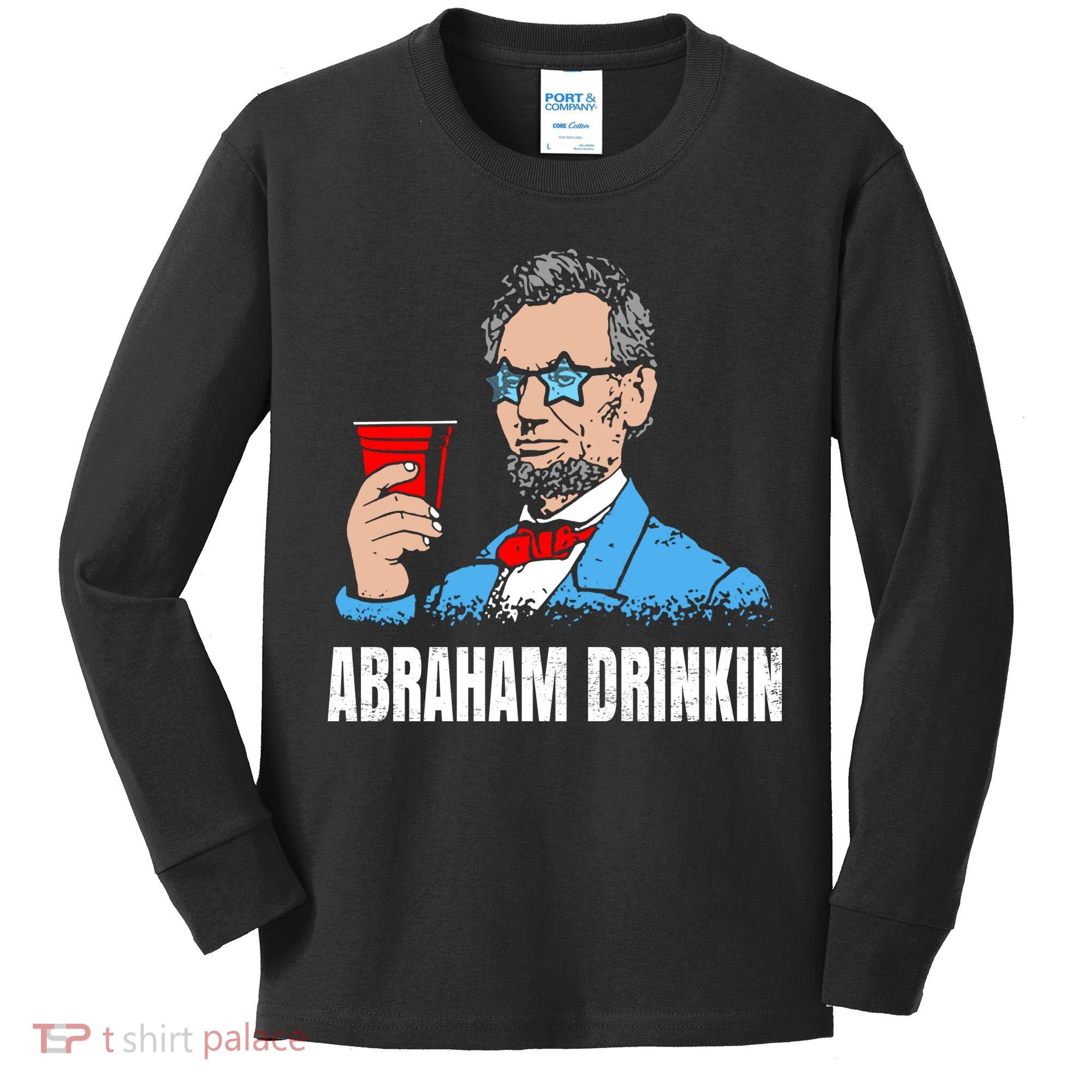 Abraham Drinkin Kids Long Sleeve Shirt