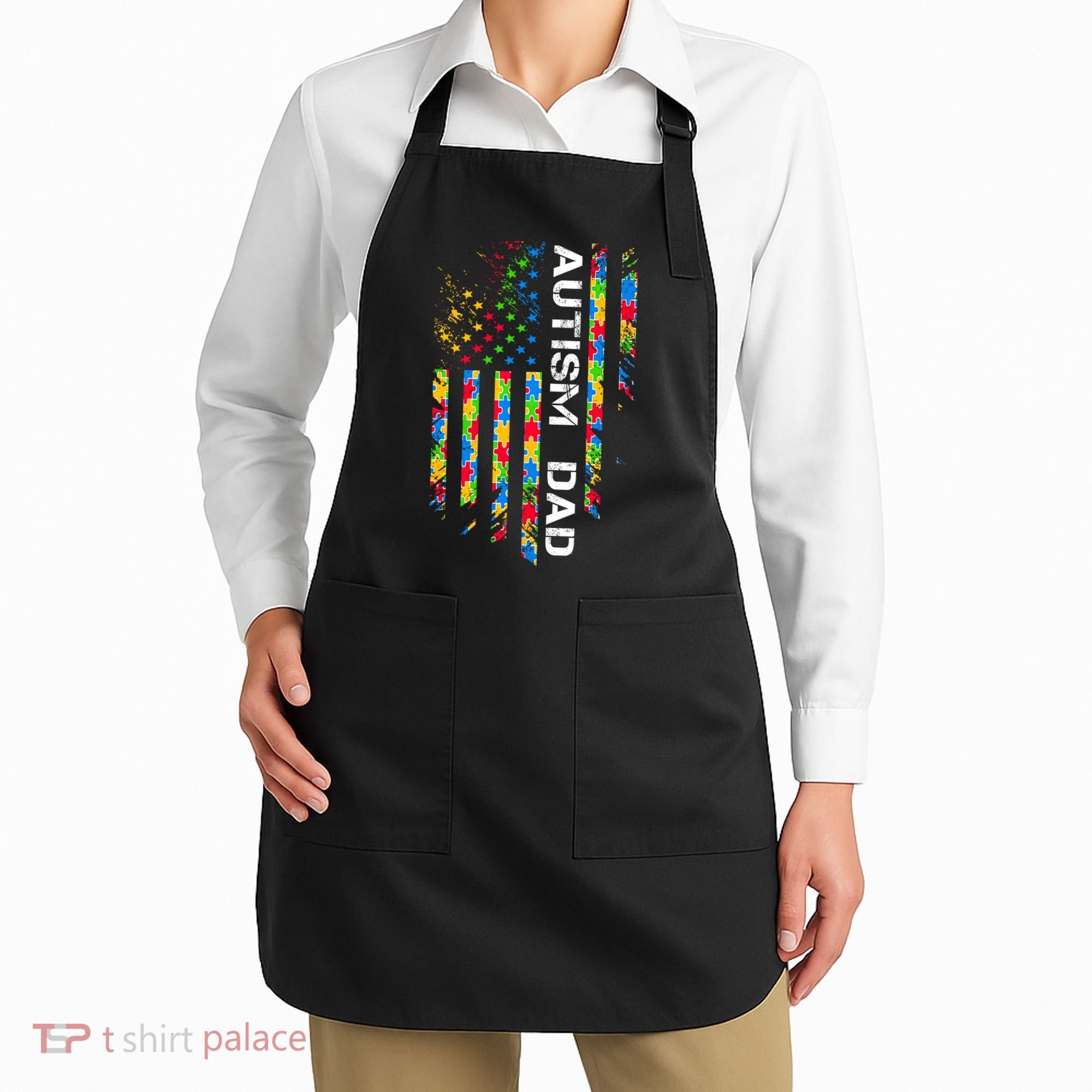 Autism Dad Awareness American Flag USA Apron