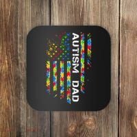 Autism Dad Awareness American Flag USA Coaster thumb 0