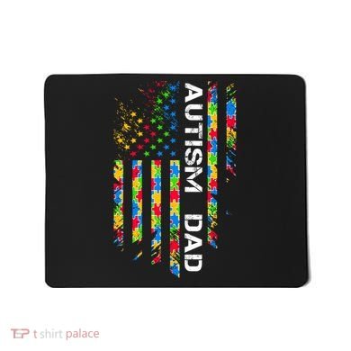 Autism Dad Awareness American Flag USA Mousepad