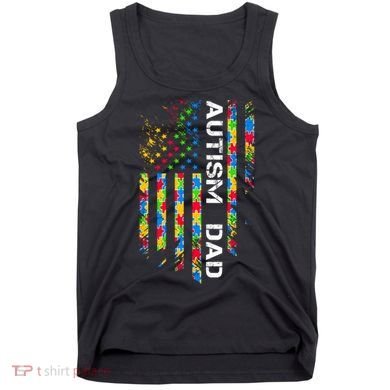 Autism Dad Awareness American Flag USA Tank Top