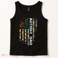 Autism Dad Awareness American Flag USA Tank Top thumb 2