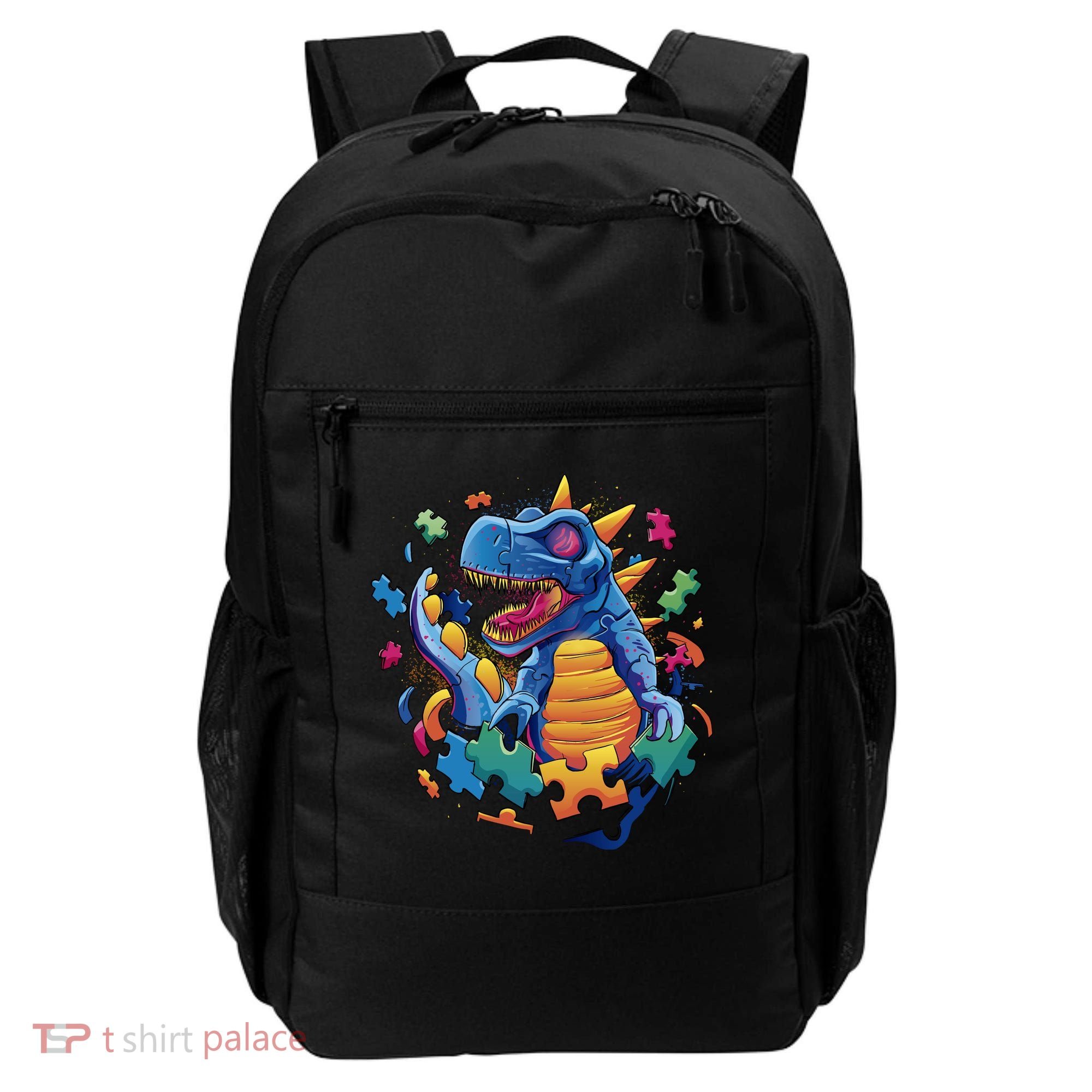 Autism Dinosaur And Puzzle Pieces Backpack