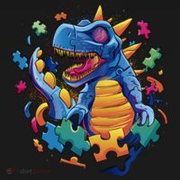 Autism Dinosaur And Puzzle Pieces Pajama Set thumb 2