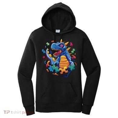 Autism Dinosaur And Puzzle Pieces Women's Hoodie