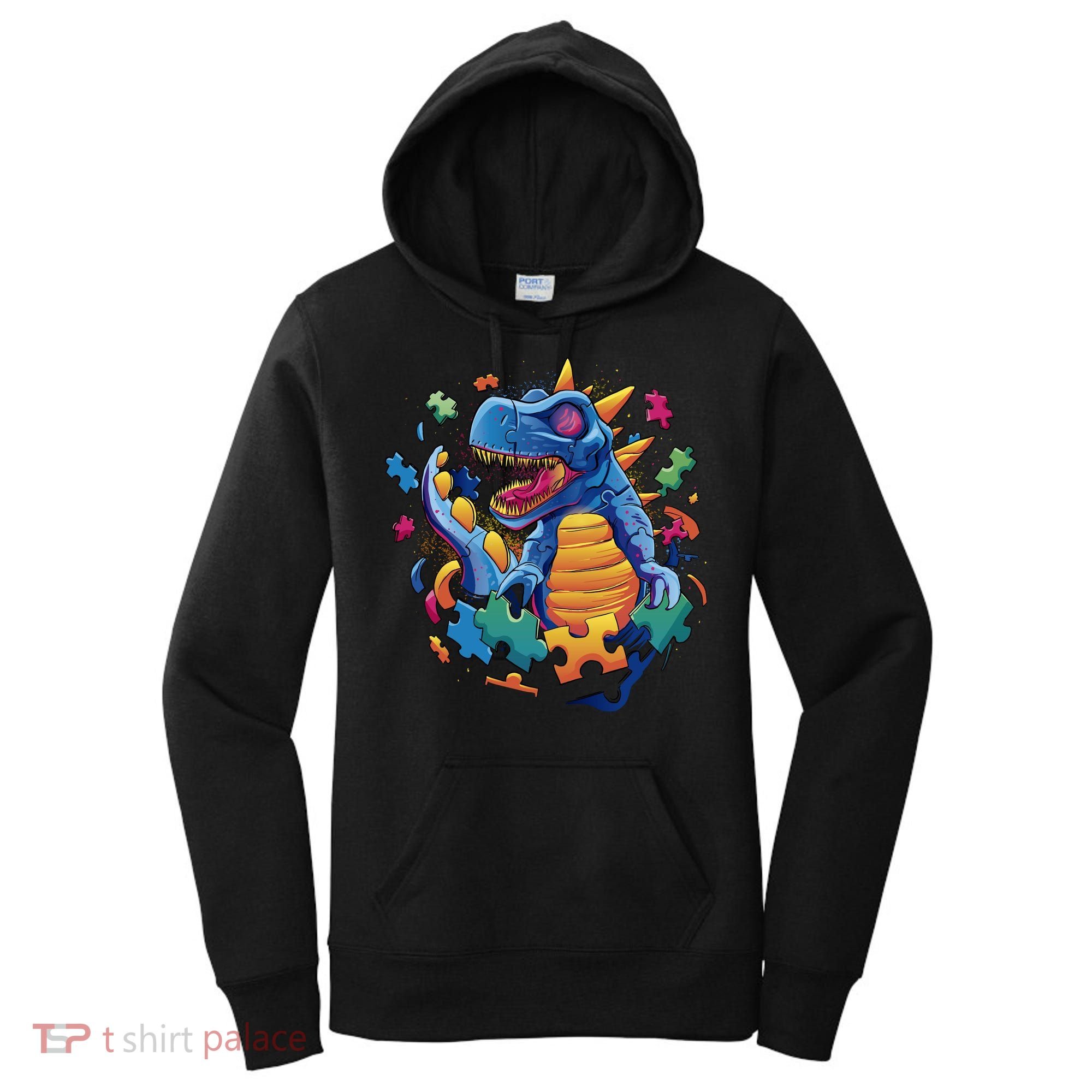 Autism Dinosaur And Puzzle Pieces Women's Hoodie