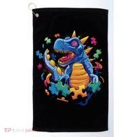 Autism Dinosaur And Puzzle Pieces Golf Towel thumb 0