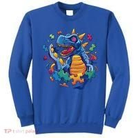 Autism Dinosaur And Puzzle Pieces Sweatshirt thumb 0