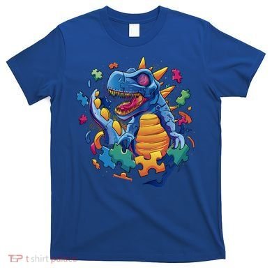 Autism Dinosaur And Puzzle Pieces T-Shirt