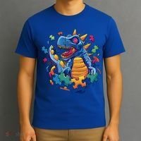 Autism Dinosaur And Puzzle Pieces T-Shirt thumb 3