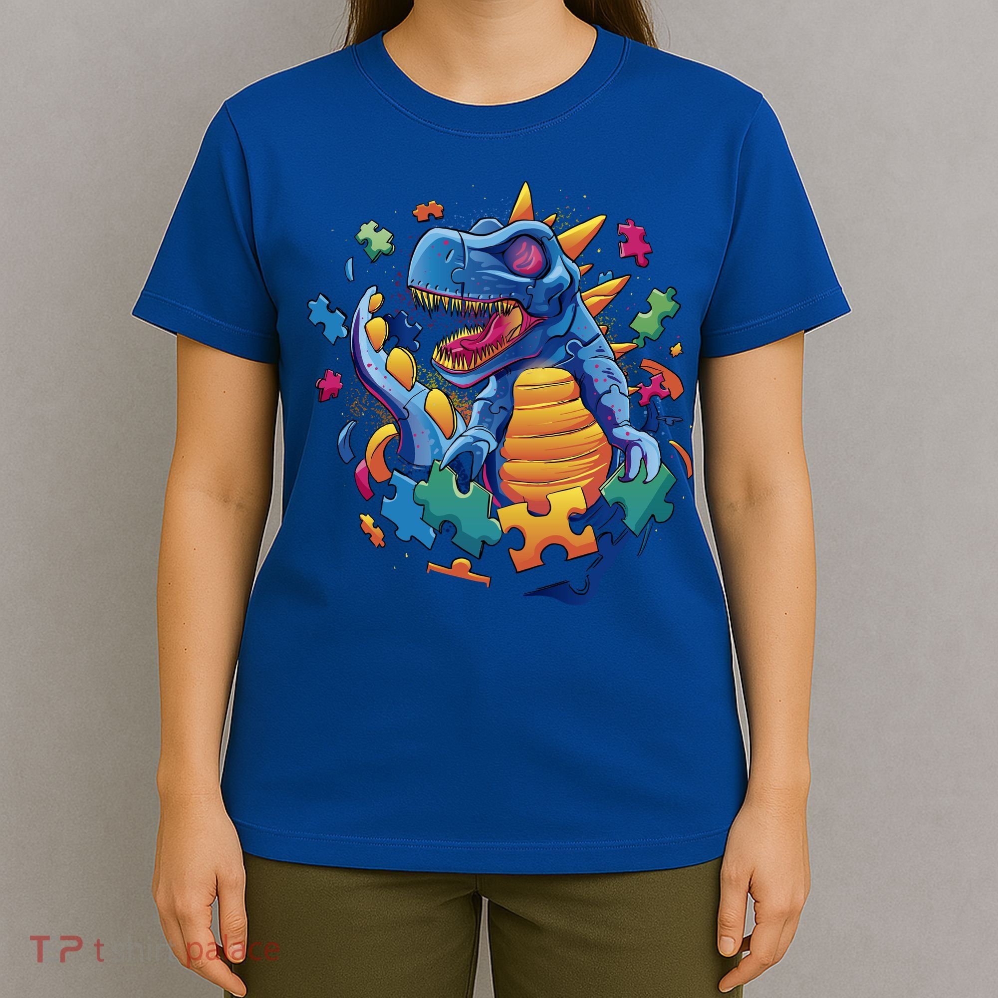 Autism Dinosaur And Puzzle Pieces T-Shirt