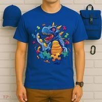 Autism Dinosaur And Puzzle Pieces T-Shirt thumb 6