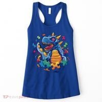 Autism Dinosaur And Puzzle Pieces Women's Tank Top thumb 0