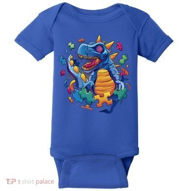 Autism Dinosaur And Puzzle Pieces Baby Bodysuit