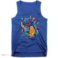 Autism Dinosaur And Puzzle Pieces Tank Top thumb 0