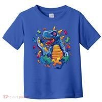 Autism Dinosaur And Puzzle Pieces Toddler T-Shirt thumb 0