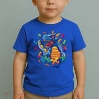Autism Dinosaur And Puzzle Pieces Toddler T-Shirt thumb 2
