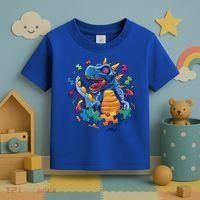 Autism Dinosaur And Puzzle Pieces Toddler T-Shirt thumb 3