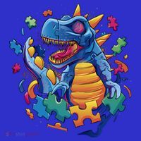 Autism Dinosaur And Puzzle Pieces Visor thumb 3