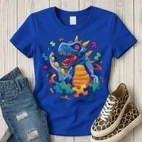 Autism Dinosaur And Puzzle Pieces Women's T-Shirt thumb 3