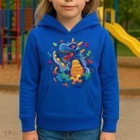 Autism Dinosaur And Puzzle Pieces Kids Hoodie thumb 3