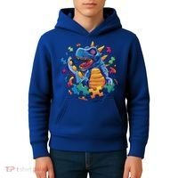 Autism Dinosaur And Puzzle Pieces Kids Hoodie thumb 4