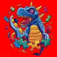 Autism Dinosaur And Puzzle Pieces Santa Hat thumb 1