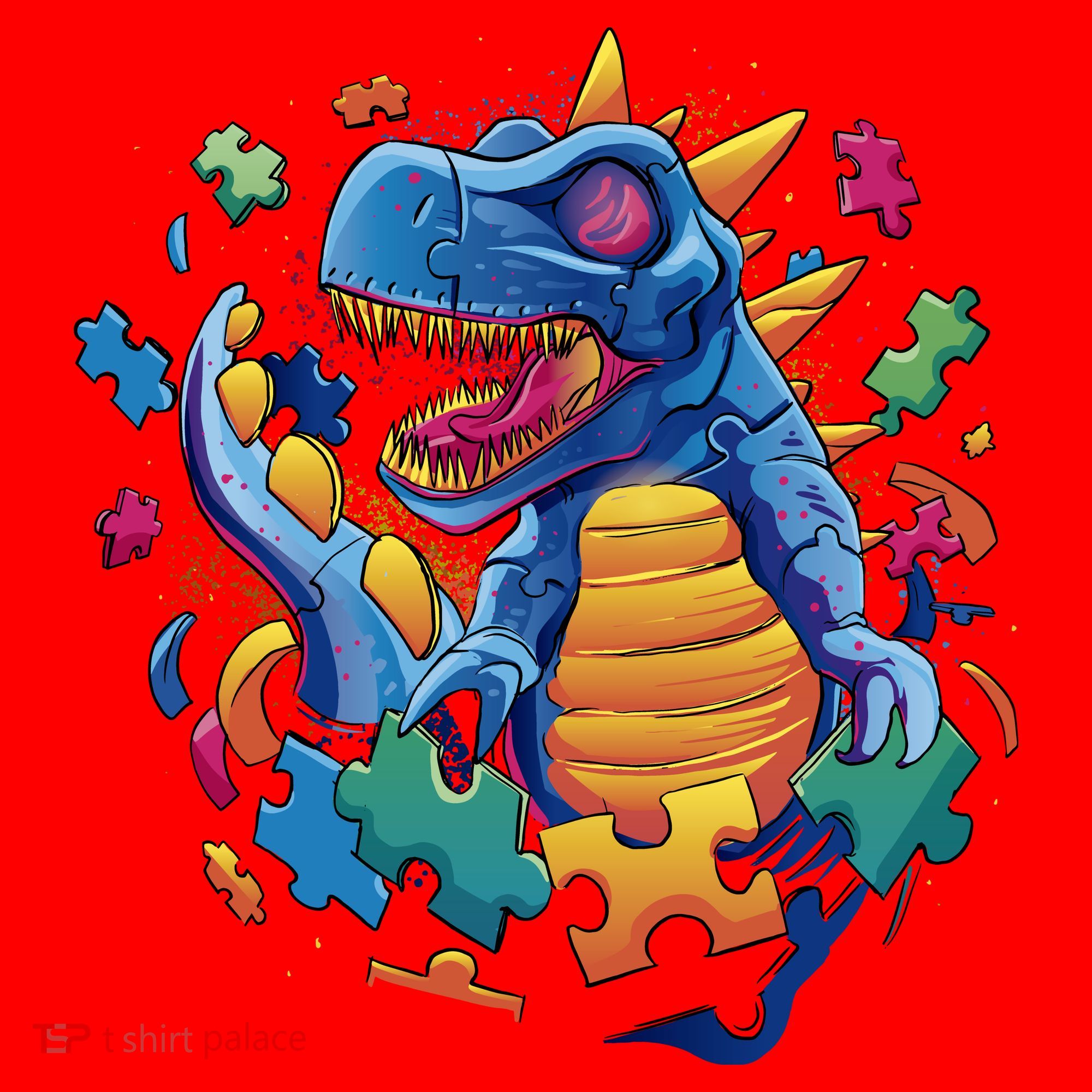Autism Dinosaur And Puzzle Pieces Santa Hat