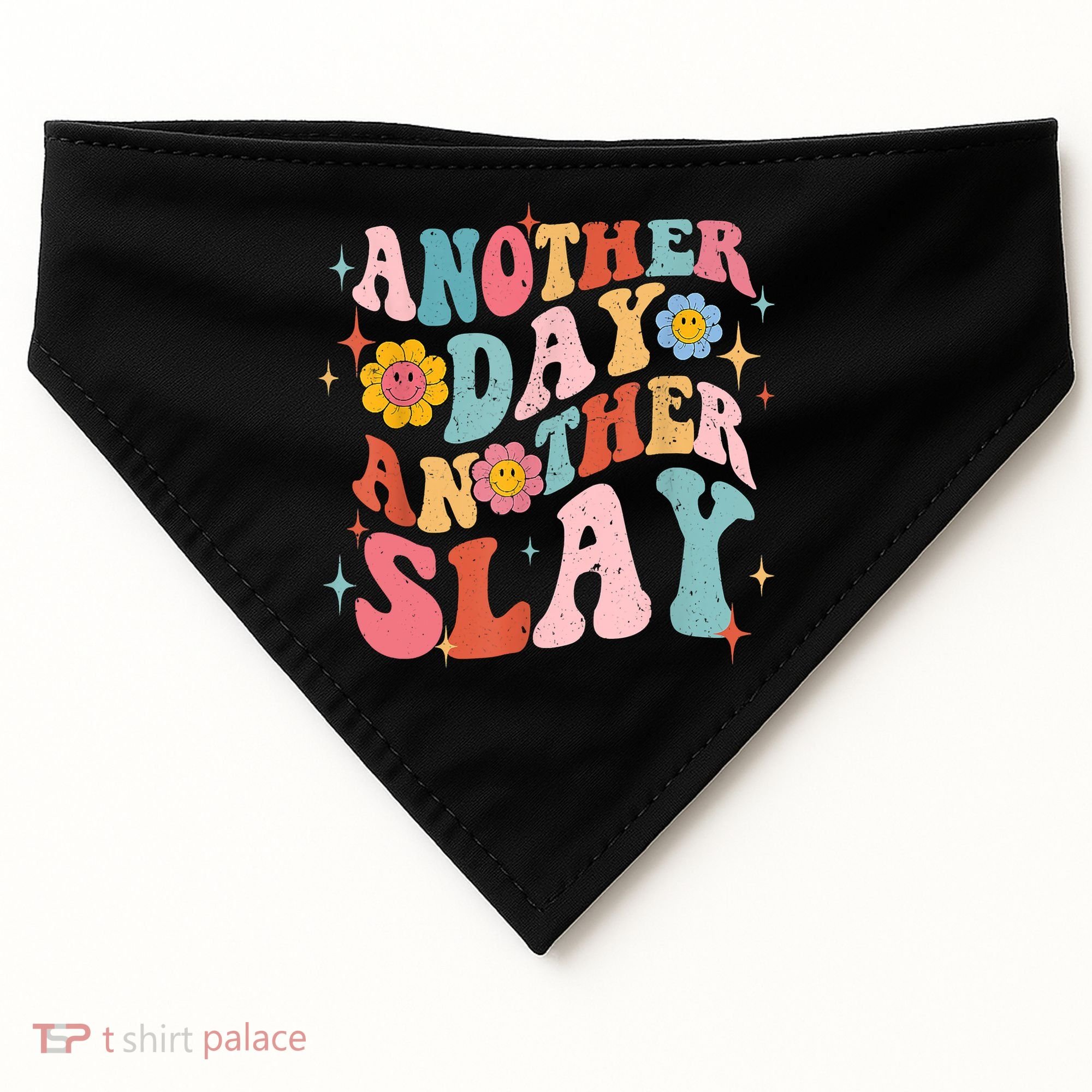 Another Day Another Slay Groovy Inspired Positive Vibes USA-Made Doggie Bandana