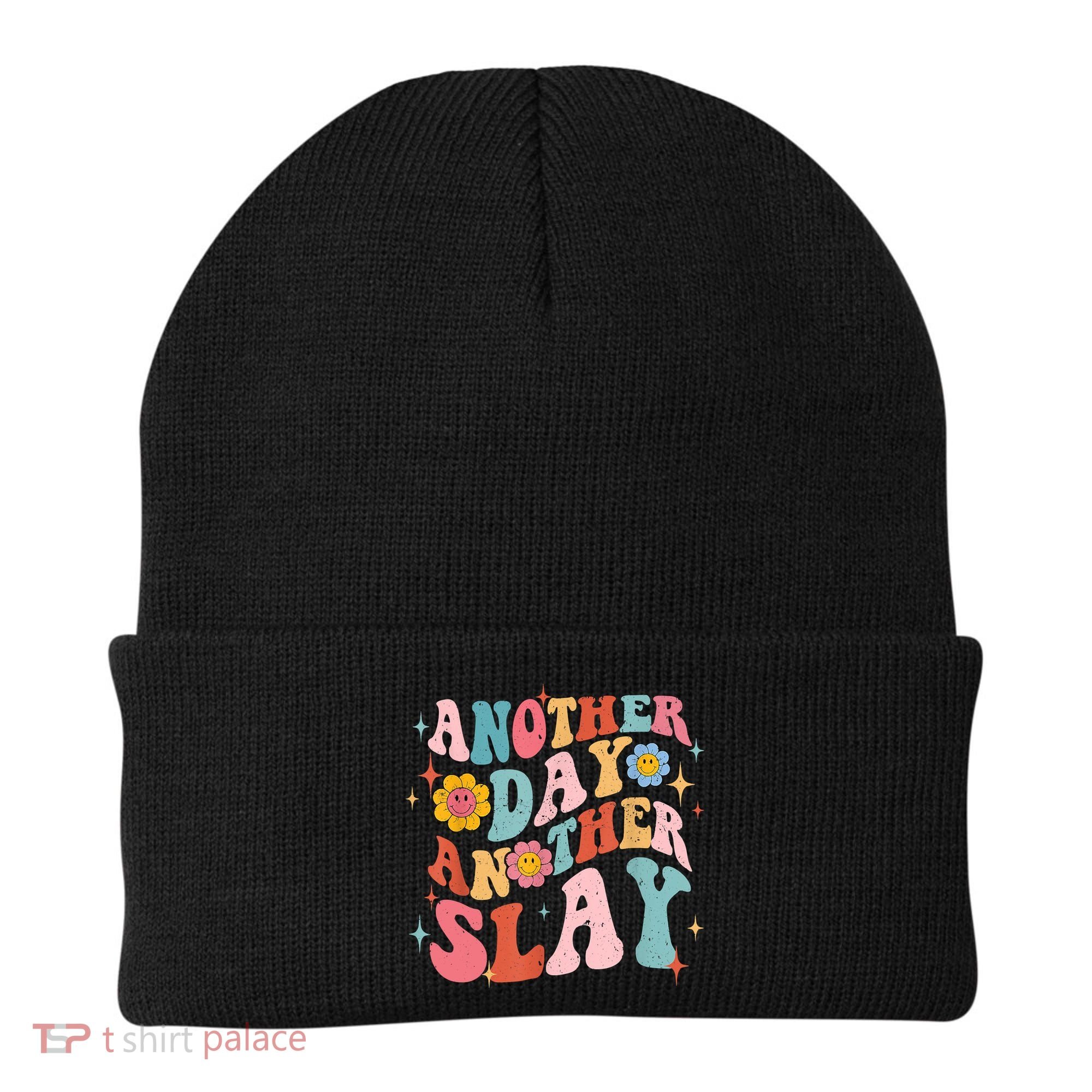 Another Day Another Slay Groovy Inspired Positive Vibes Beanie
