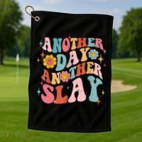 Another Day Another Slay Groovy Inspired Positive Vibes Golf Towel thumb 1