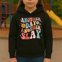Another Day Another Slay Groovy Inspired Positive Vibes Kids Hoodie thumb 3