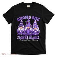 AlzheimerS Disease Awareness Month Purple Ribbon Gnomies T-Shirt thumb 0
