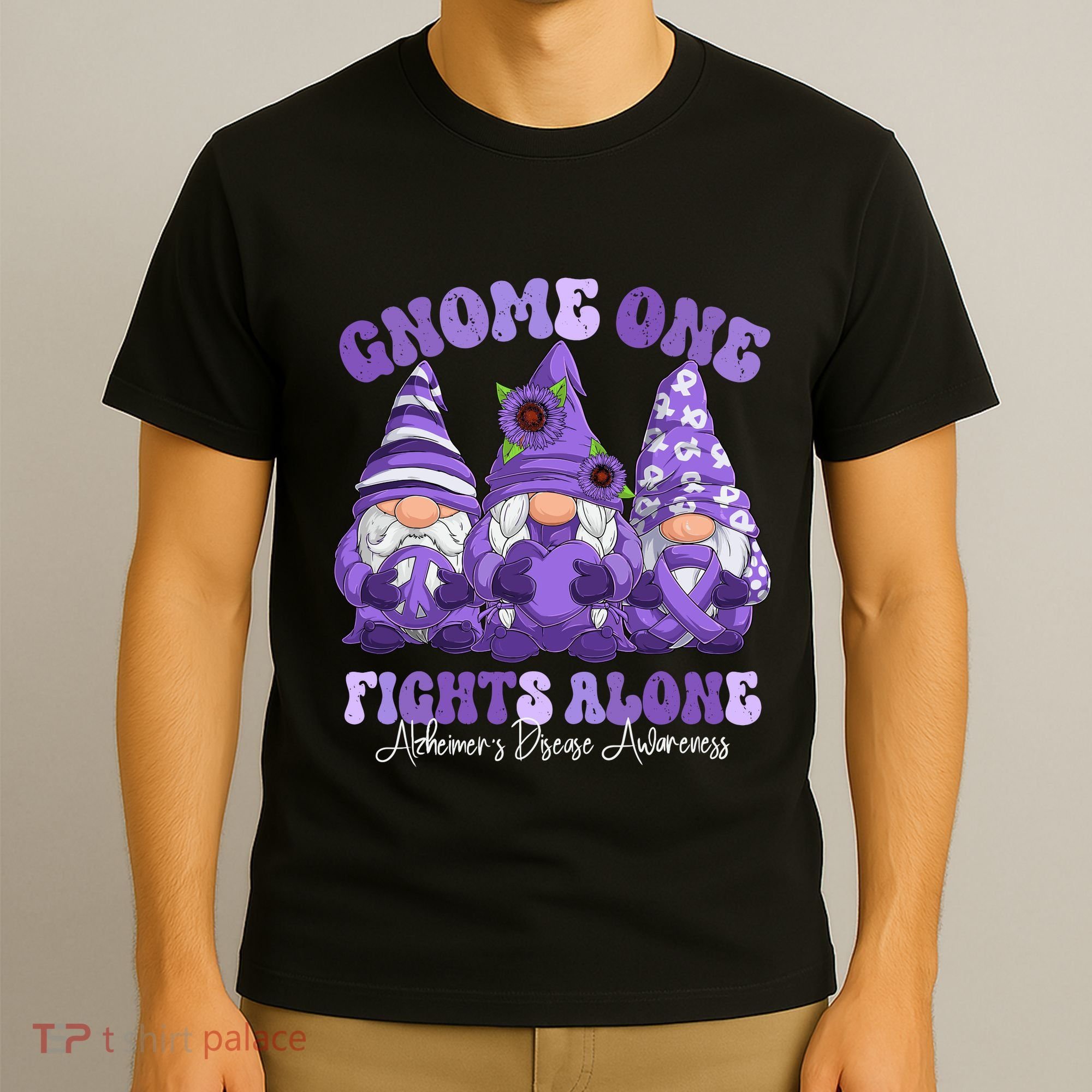 AlzheimerS Disease Awareness Month Purple Ribbon Gnomies T-Shirt