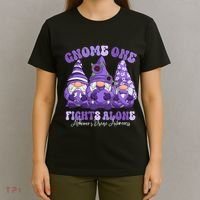 AlzheimerS Disease Awareness Month Purple Ribbon Gnomies T-Shirt thumb 4