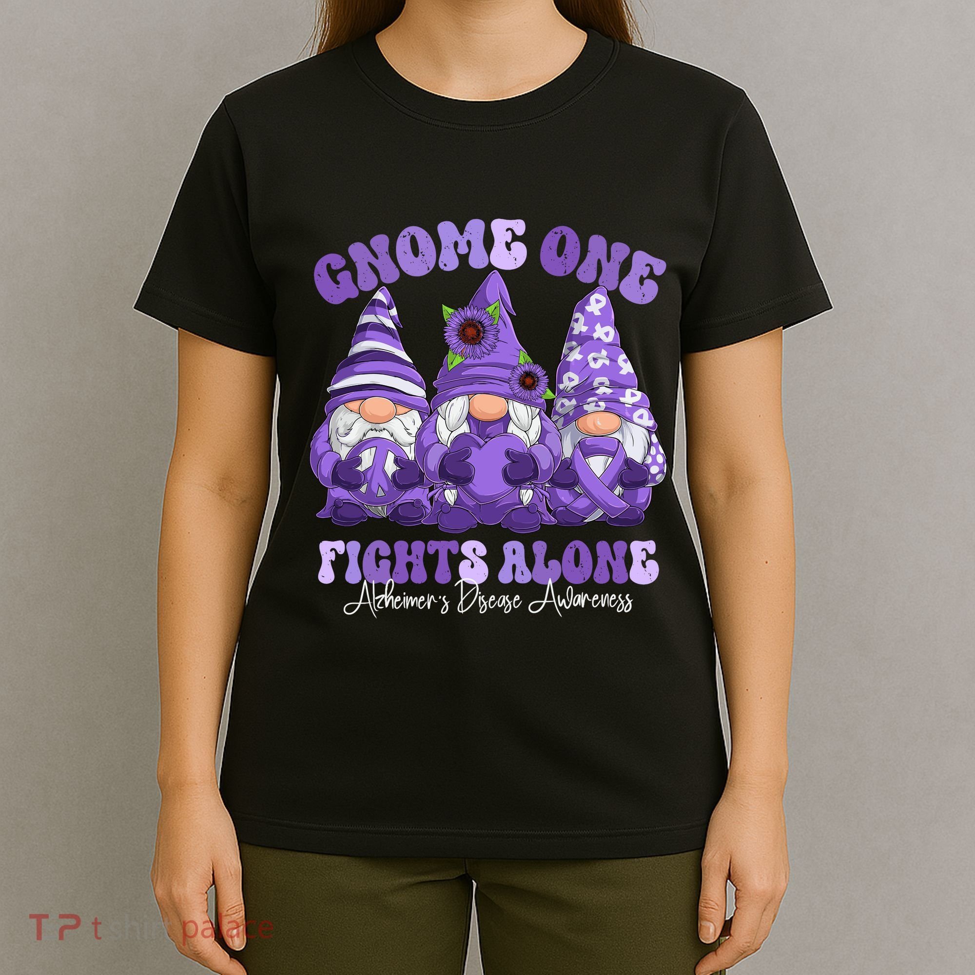 AlzheimerS Disease Awareness Month Purple Ribbon Gnomies T-Shirt
