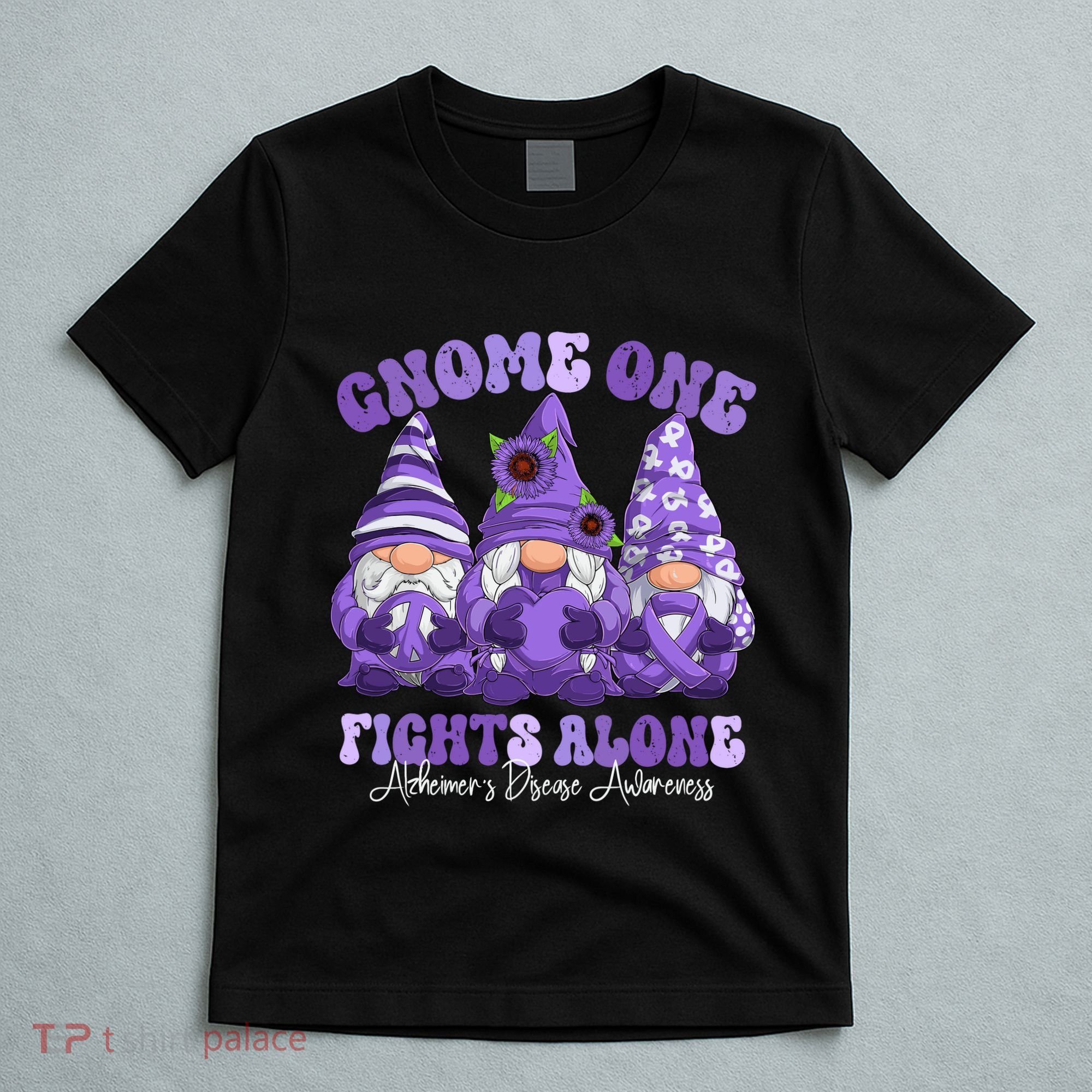 AlzheimerS Disease Awareness Month Purple Ribbon Gnomies T-Shirt