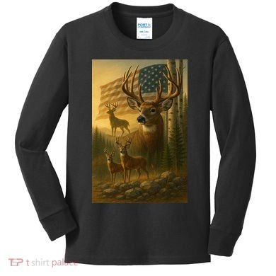 American Deer Kids Long Sleeve Shirt